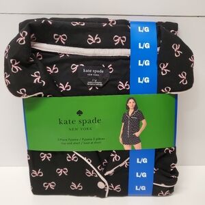 Kate Spade Black and Pink Bow Pajama Set